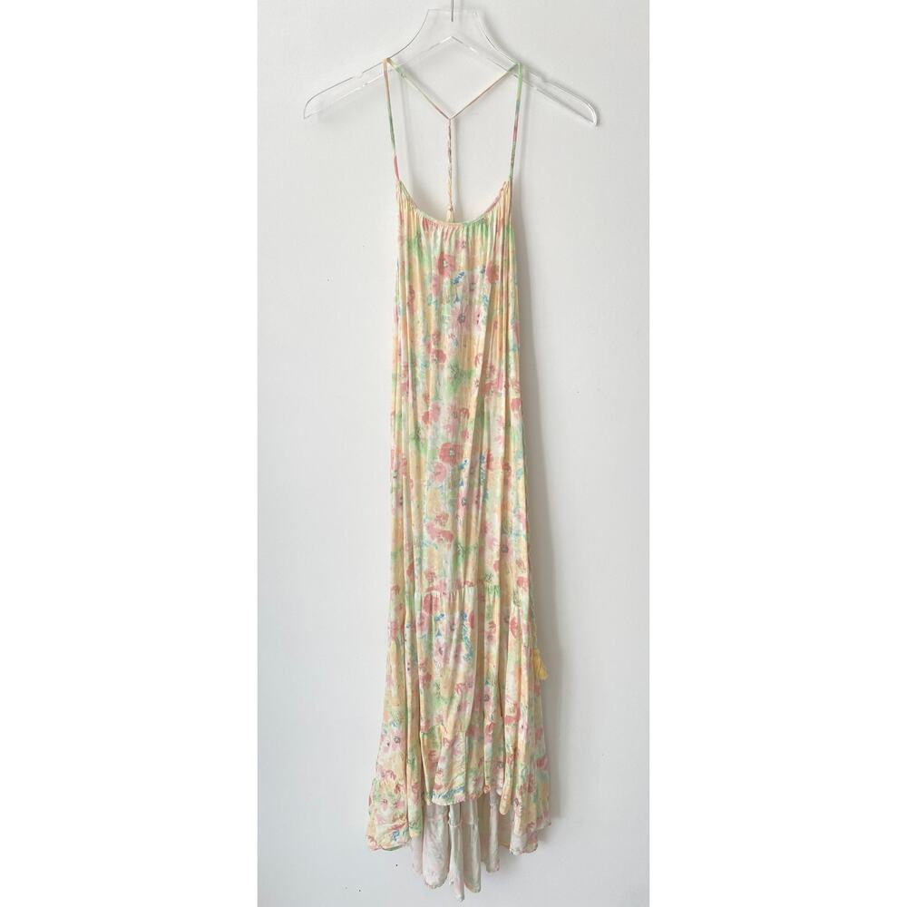 NAF NAF FLORAL RACERBACK RUFFLE MAXI DRESS SIZE MEDIUM - Picture 2 of 8